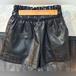 Black Faux Leather Women's Shorts